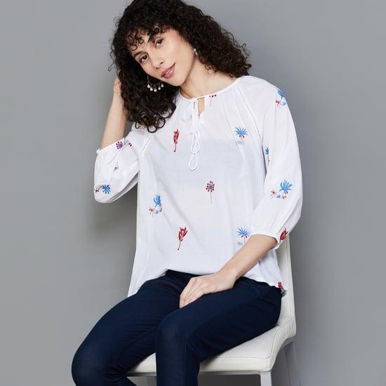 colour me women embroidered top