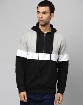 colour-block half-zip hoodie