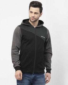 colour-block hooded sweatshirt