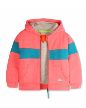 colour-block hoodie with insert pockets