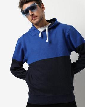 colour-block hoodie with pockets