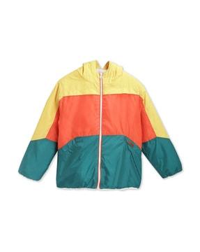 colour-block jacket with zip detail