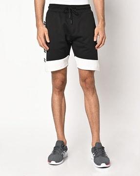 colour-block shorts with elasticated drawstring waist