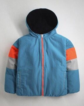 colour-block zip front jacket