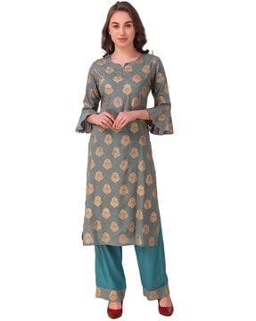 colour-block a-line kurta set