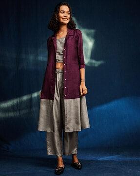 colour-block a-line kurta set