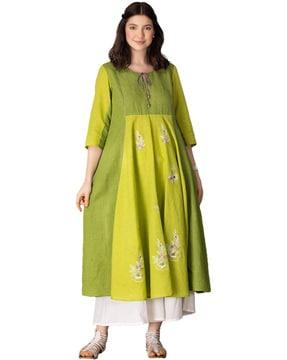 colour-block anarkali kurta & pants set