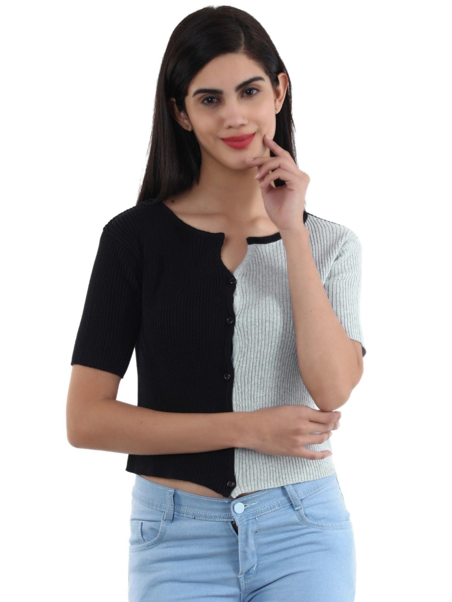 colour block cardi black colour top