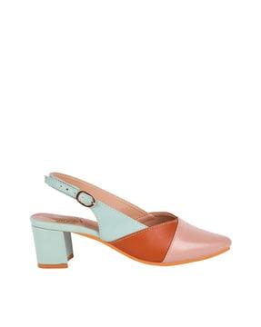 colour-block chunky heeled sandals