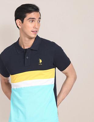 colour block cotton polo shirt