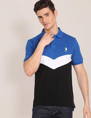 colour block cotton polo shirt