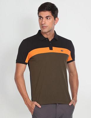 colour block cotton polo shirt