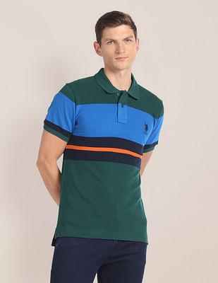 colour block cotton polo shirt