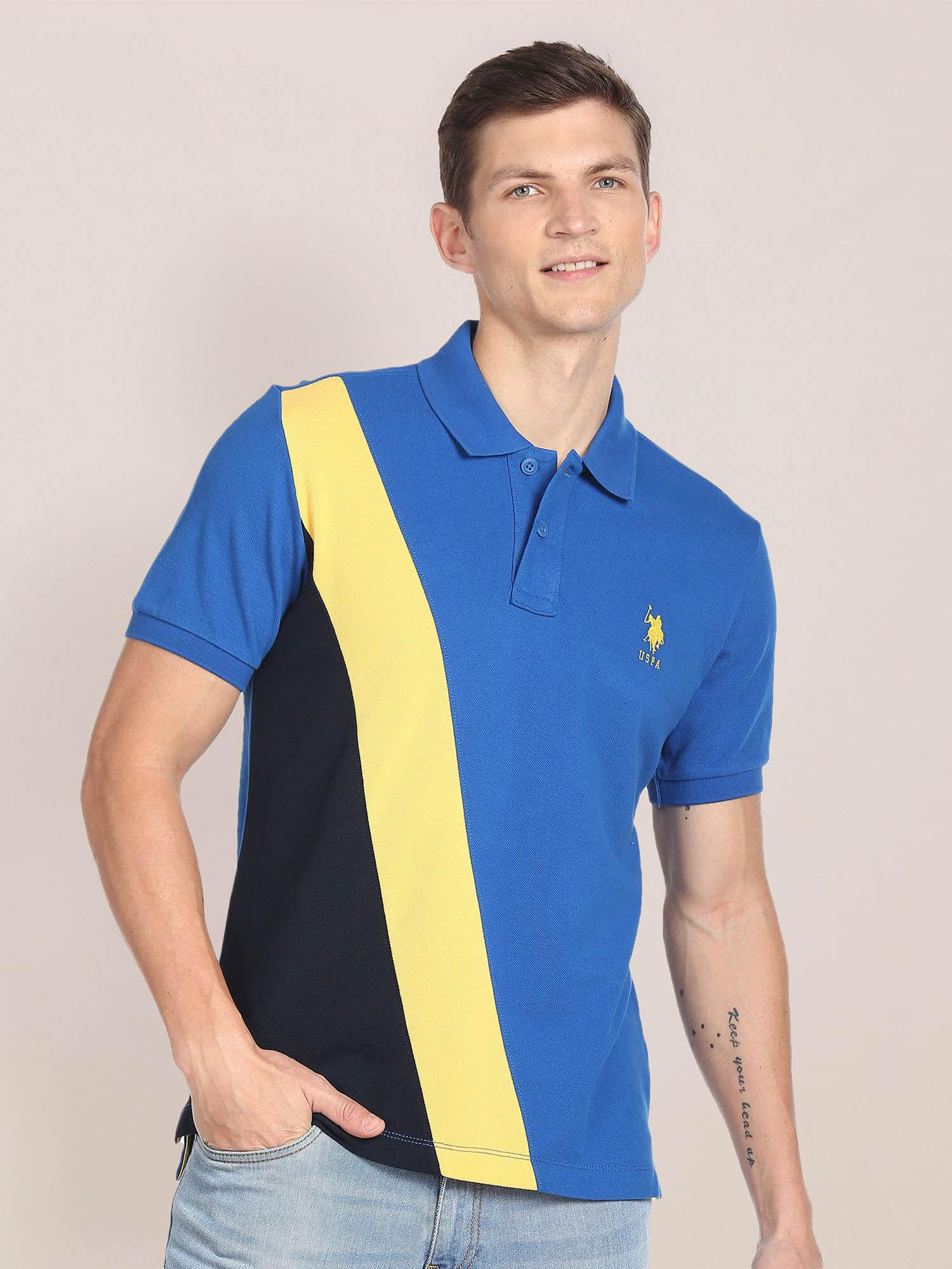 colour block cotton polo t-shirt