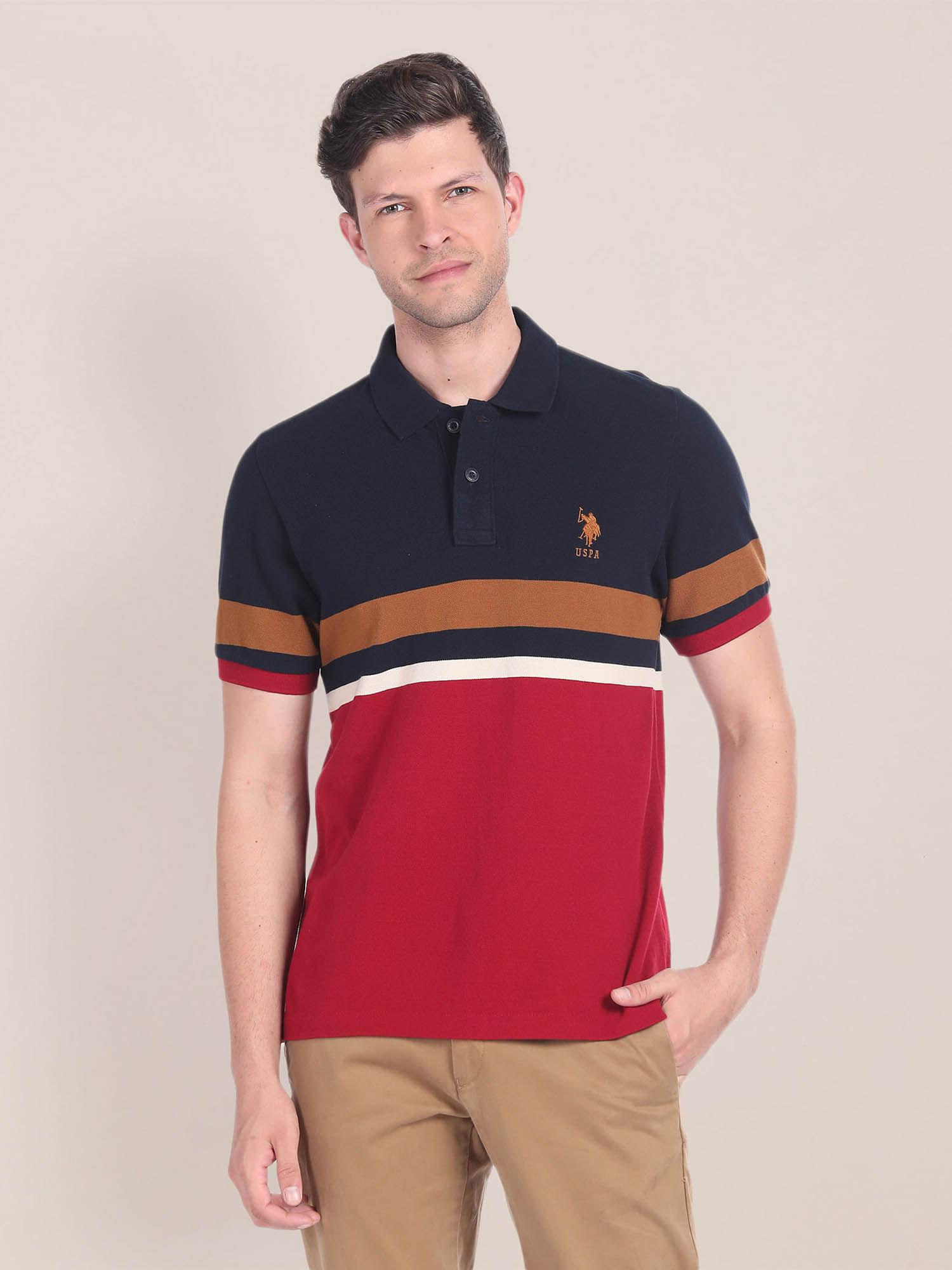 colour block cotton polo t-shirt