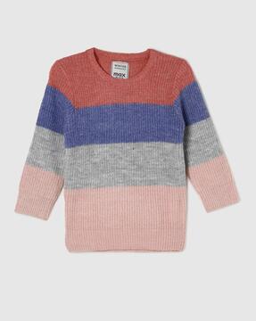 colour block crew-neck sweater