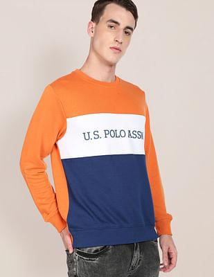 colour block crew neck sweatshirt