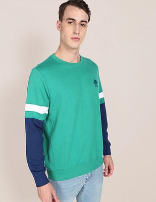 colour block crew neck sweatshirt