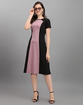 colour-block fit & flare dress