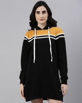 colour-block hooded dress