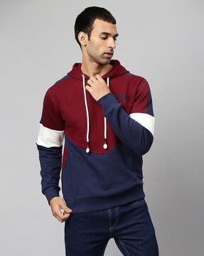 colour-block hooded sweatshirt