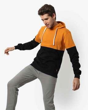 colour-block hooded sweatshirt