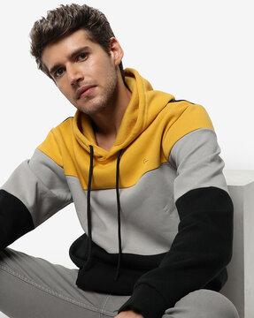 colour-block hooded sweatshirt