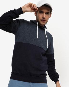 colour-block hooded sweatshirt