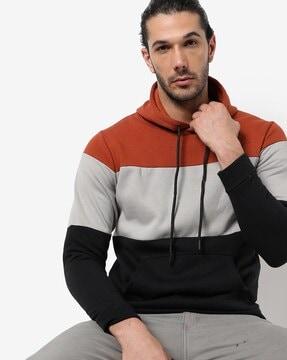 colour-block hooded sweatshirt