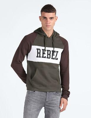 colour block hooded sweatshirt