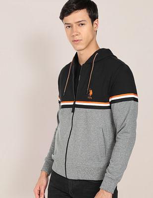 colour block hooded sweatshirt