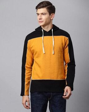 colour-block hoodie with insert pockets