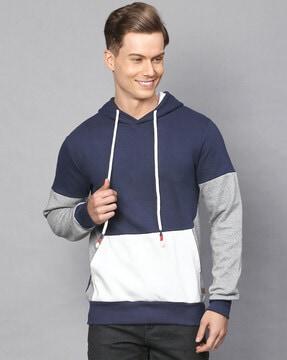 colour-block hoodie with kangaroo pocket