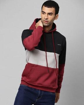 colour-block hoodie with kangaroo pocket