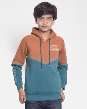 colour-block hoodie with ribbed hem
