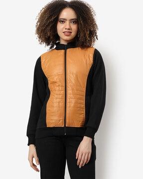 colour-block jacket with zip closure