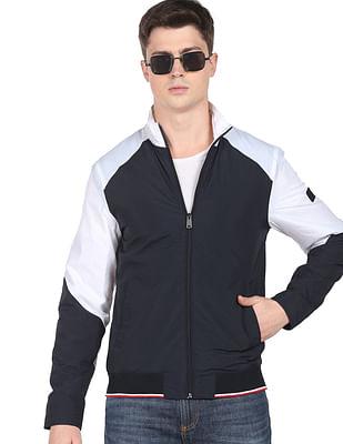colour block nylon jacket