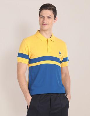 colour block pique polo shirt