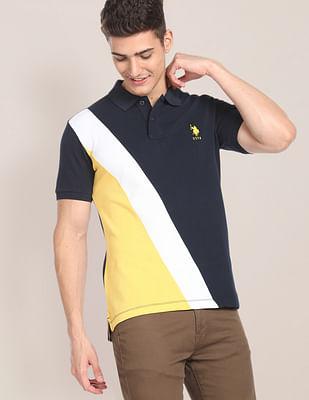 colour block pique polo shirt