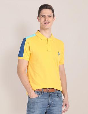 colour block pique polo shirt