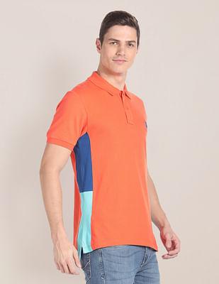 colour block pique polo shirt