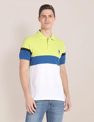 colour block pique polo shirt