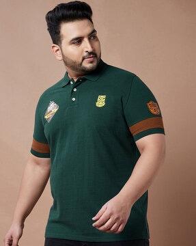 colour-block polo t-shirt with short sleeves