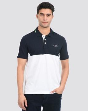 colour-block print regular fit polo t-shirt