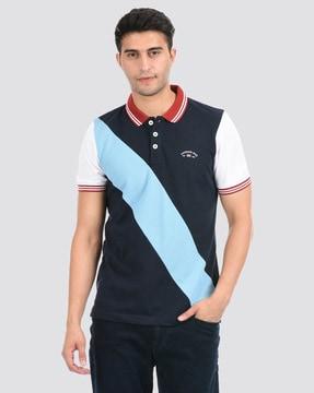 colour-block print regular fit polo t-shirt