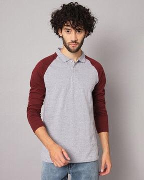 colour-block print regular-fit polo t-shirt