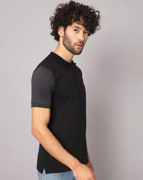 colour-block print regular-fit polo t-shirt