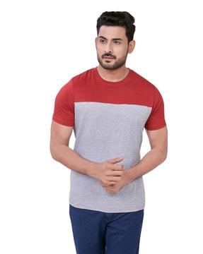 colour-block print slim fit t-shirt