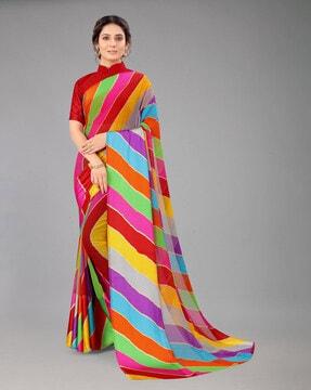 colour-block printed traditional saree