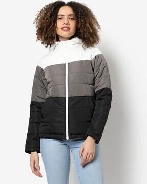 colour-block puffer jacket